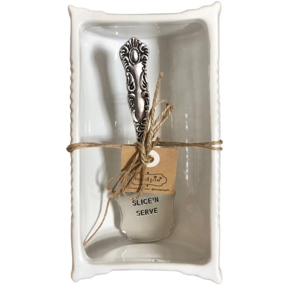 Mud Pie Can-Berry Dish 2 Piece Set Ceramic & Silver Cranberry Turkey Dressing - Picture 5 of 9